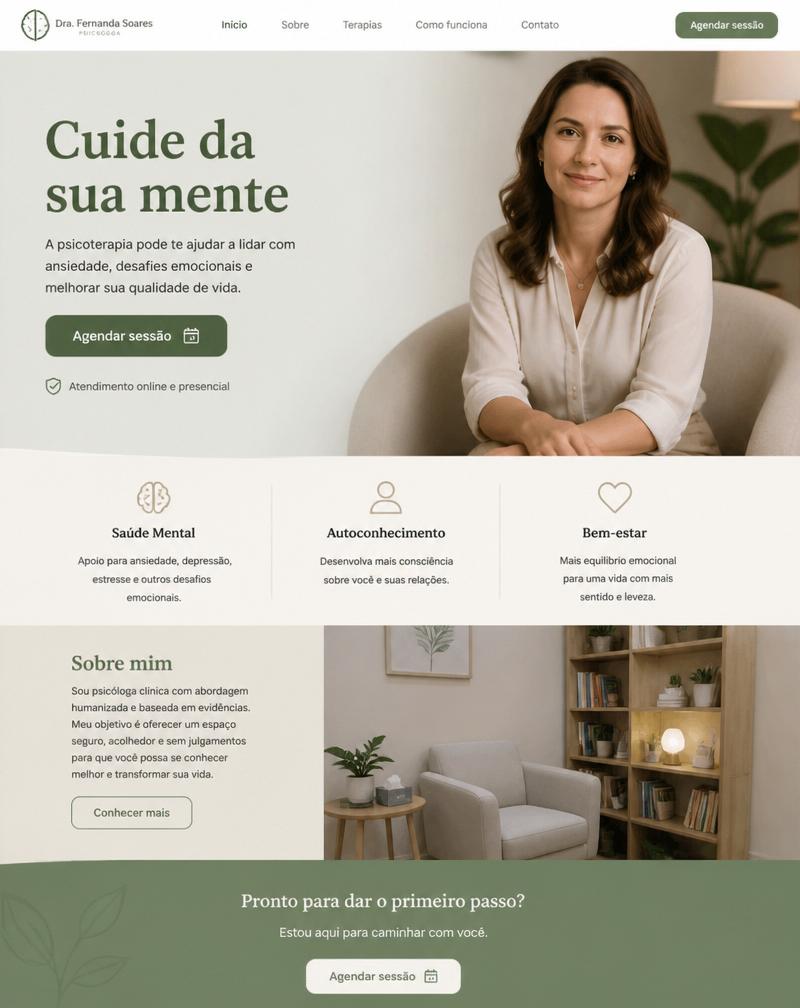 Exemplo de landing page: Psicólogo Clínico